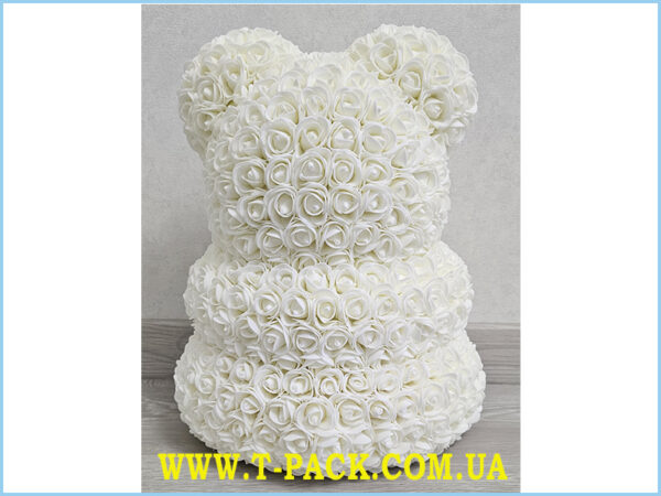 White rose teddy bear.