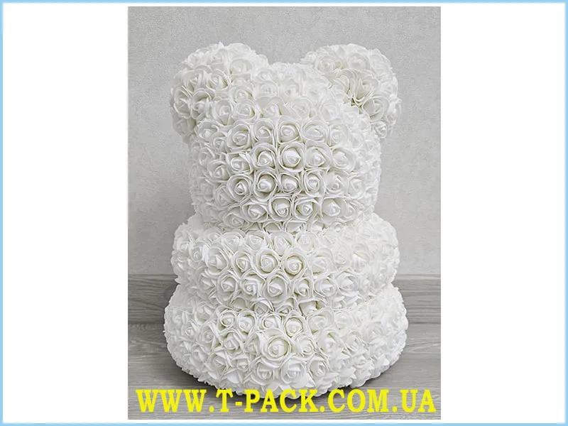 Snow white rose teddy bear