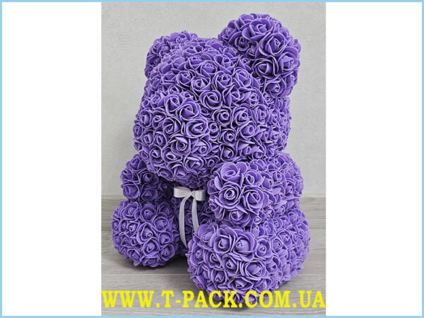 Purple rose teddy bear, 40 cm.