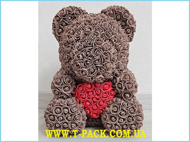 Мишка из роз коричневый_3