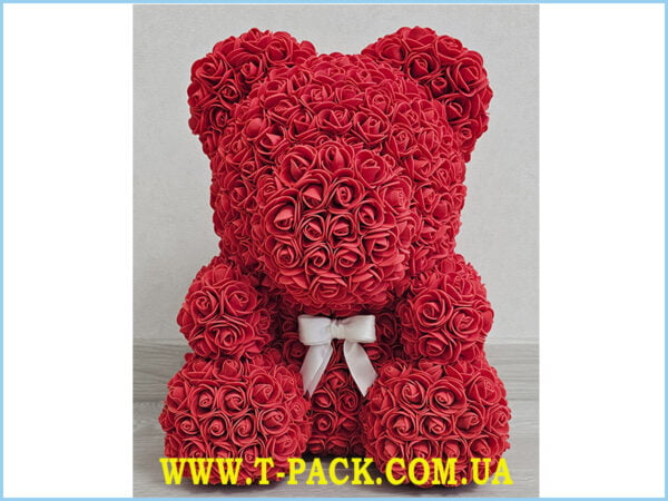 Red rose teddy bear, 40 cm, with a bow_2