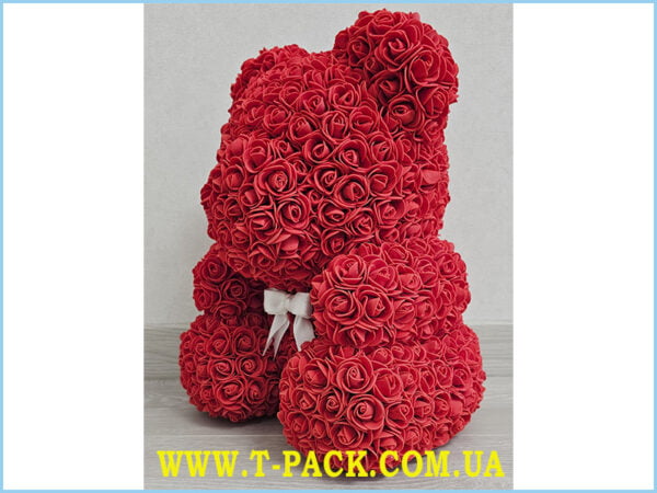 Red rose teddy bear, 40 cm, with a bow.