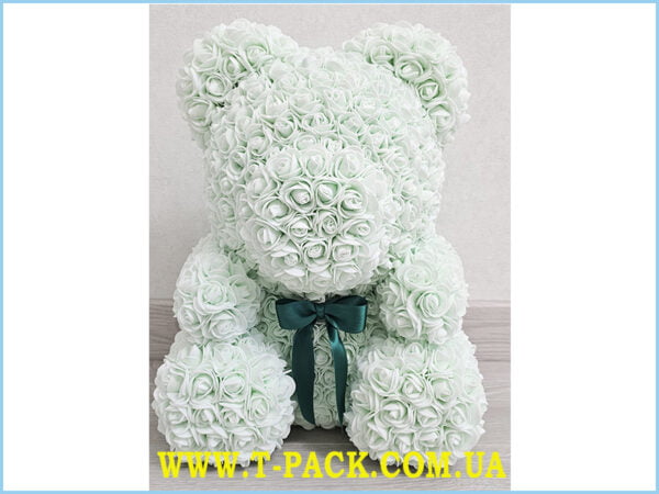 Mint rose teddy bear, 40 cm, with a bow_2