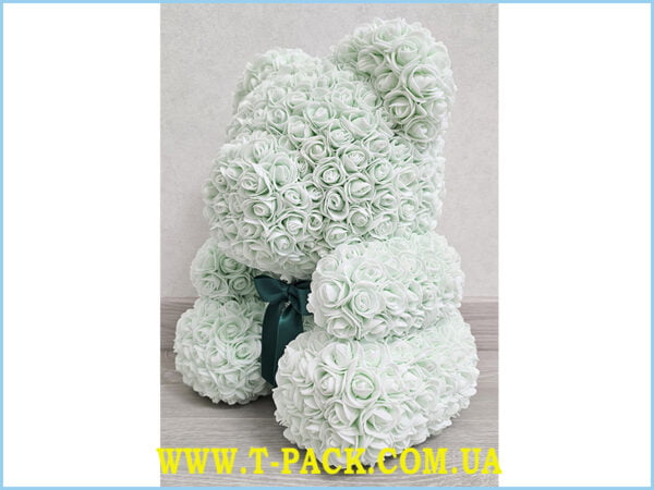 Mint rose teddy bear, 40 cm, with a bow.