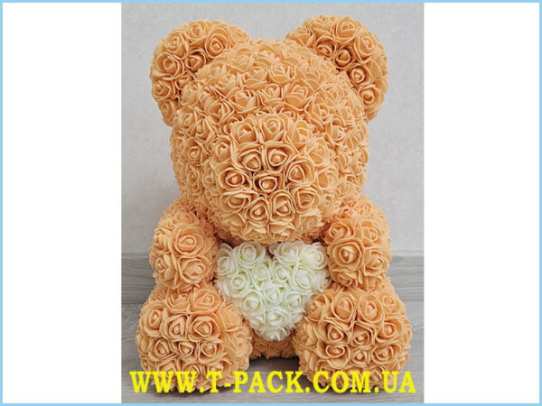 Orange rose teddy bear, 40 cm.