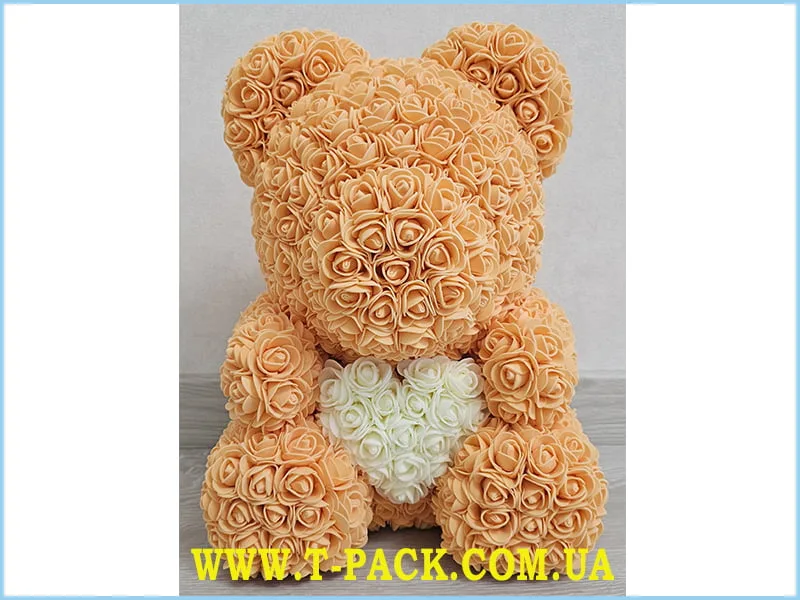 Orange rose teddy bear, 40 cm.