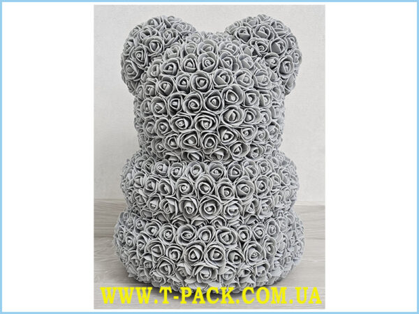 Gray rose teddy bear.