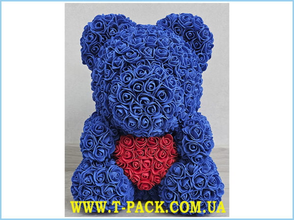 Blue Rose Bear with Red Heart