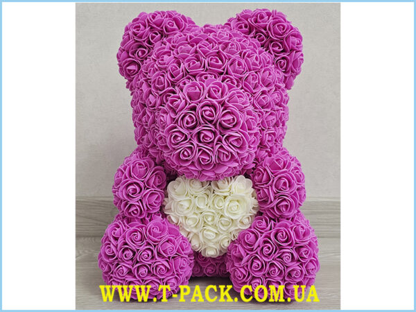 Neon pink rose teddy bear_2