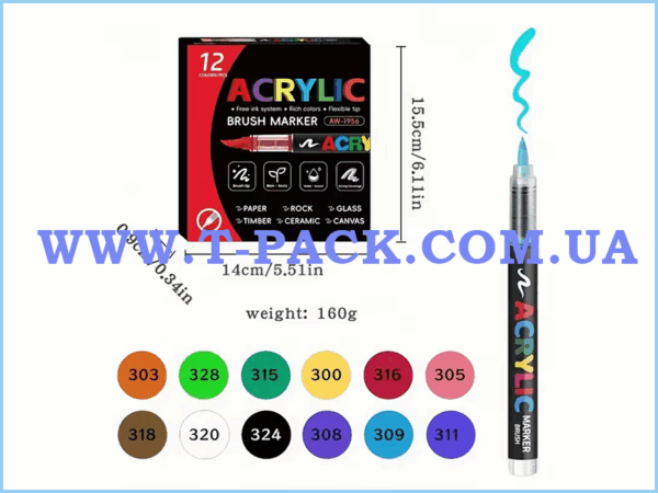 Набір акрилових маркерів GuangMa 12 кольорів
