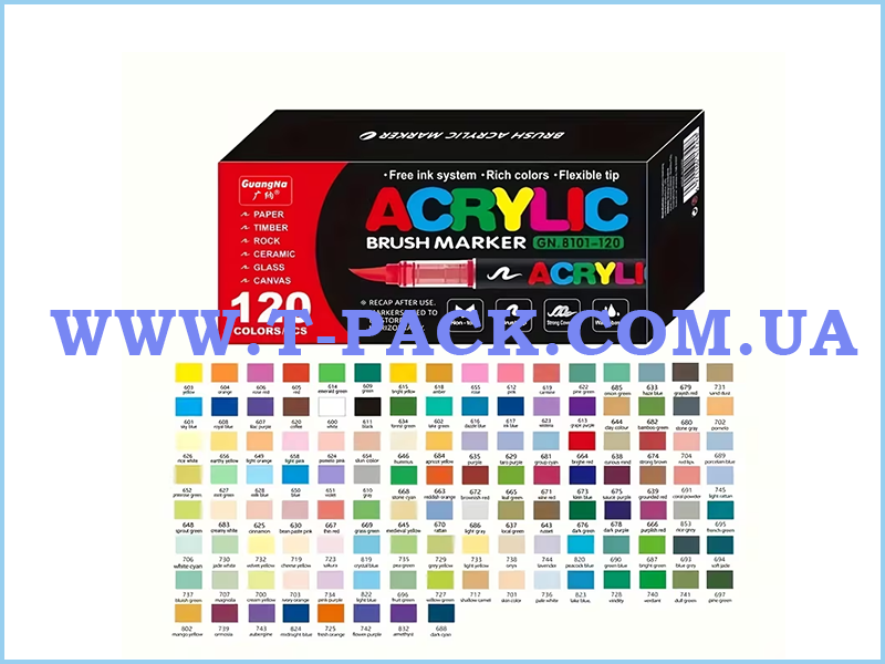 Набір акрилових маркерів GuangMa 120 кольорів - Зображення 2