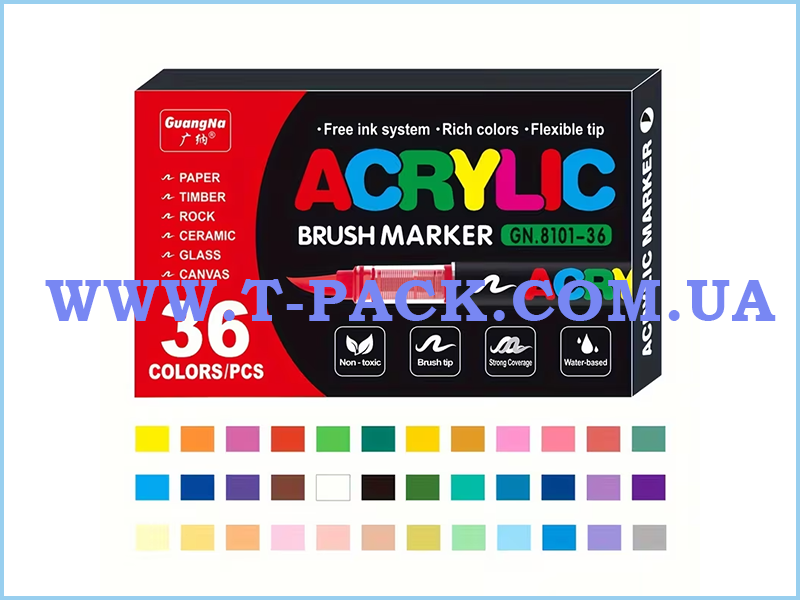 Набір акрилових маркерів GuangMa 36 кольорів - Зображення 2